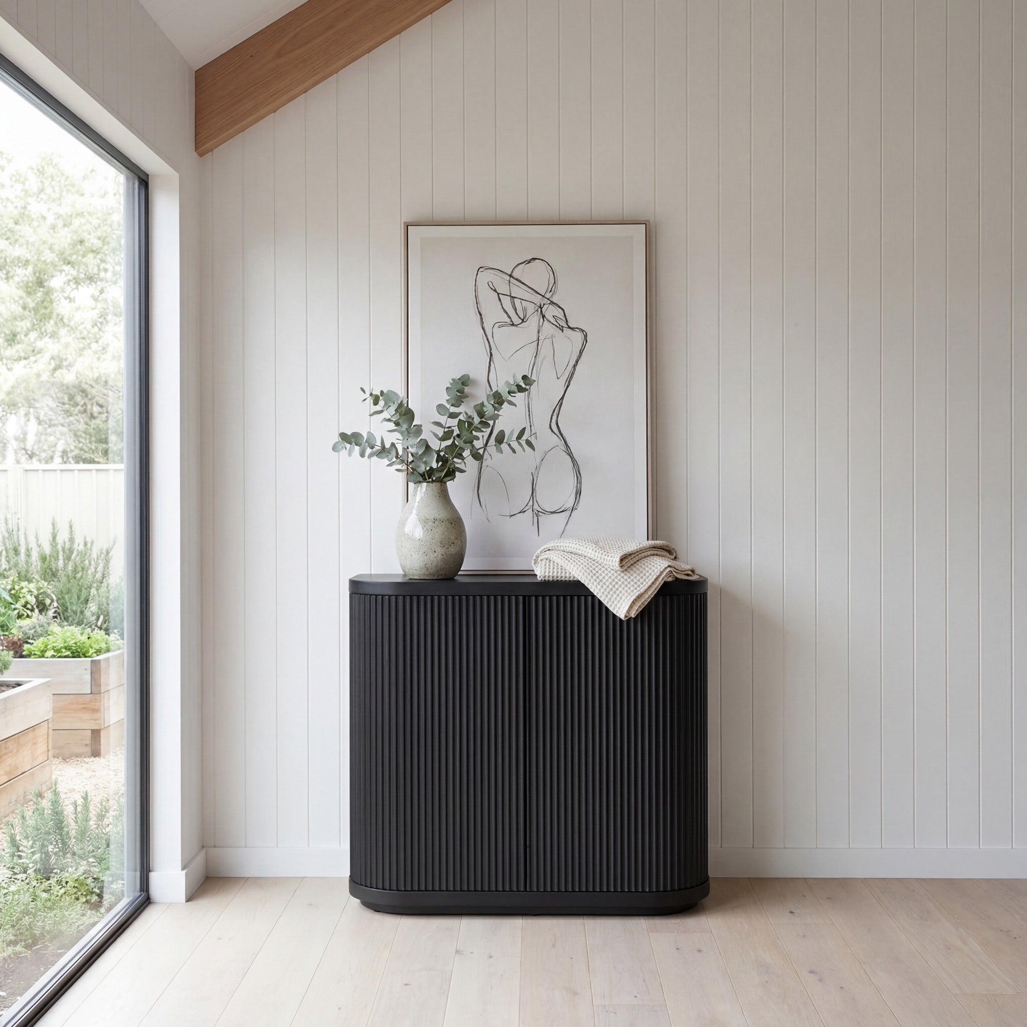 Elino 100cm Wooden Storage Cabinet - Black Storage Cabinet Dwood-Core