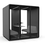 Evolve Large Office Pod - Meet | Rear Utility Panel (4 Person) - Black by Humble Office Silent Booth Hbox-Core