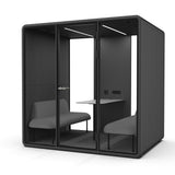 Evolve Large Office Pod - Meet | Rear Utility Panel (4 Person) - Black by Humble Office Silent Booth Hbox-Core