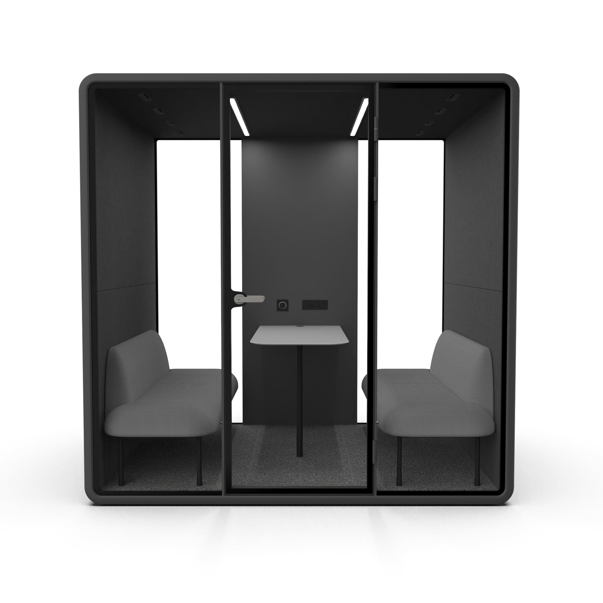 Evolve Large Office Pod - Meet | Rear Utility Panel (4 Person) - Black by Humble Office Silent Booth Hbox-Core