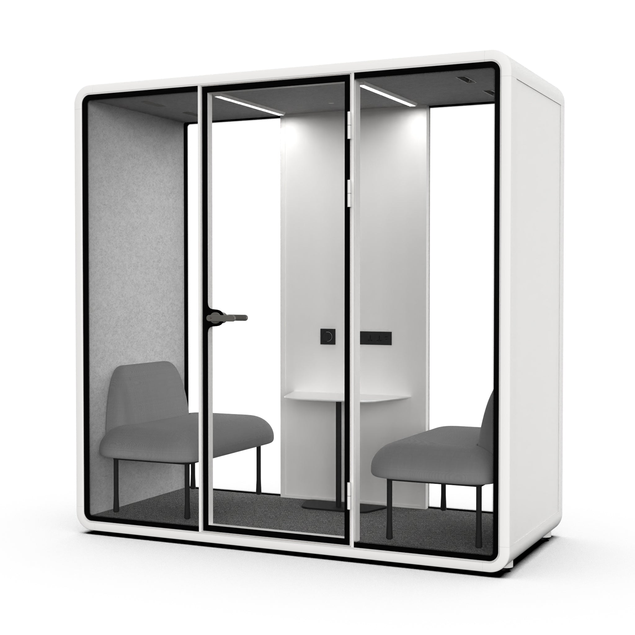 Evolve Slim Large Office Pod - Meet | Rear Utility Panel (2 Person) - White by Humble Office Silent Booth Hbox-Core