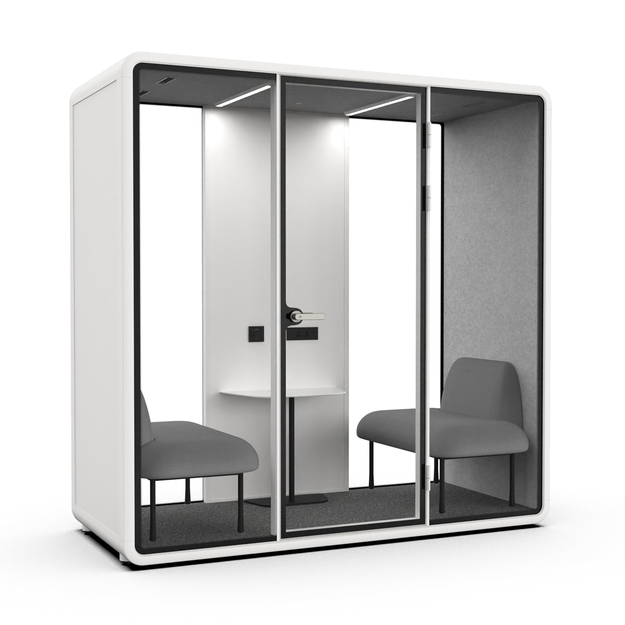 Evolve Slim Large Office Pod - Meet | Rear Utility Panel (2 Person) - White by Humble Office Silent Booth Hbox-Core