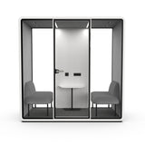 Evolve Slim Large Office Pod - Meet | Rear Utility Panel (2 Person) - White by Humble Office Silent Booth Hbox-Core