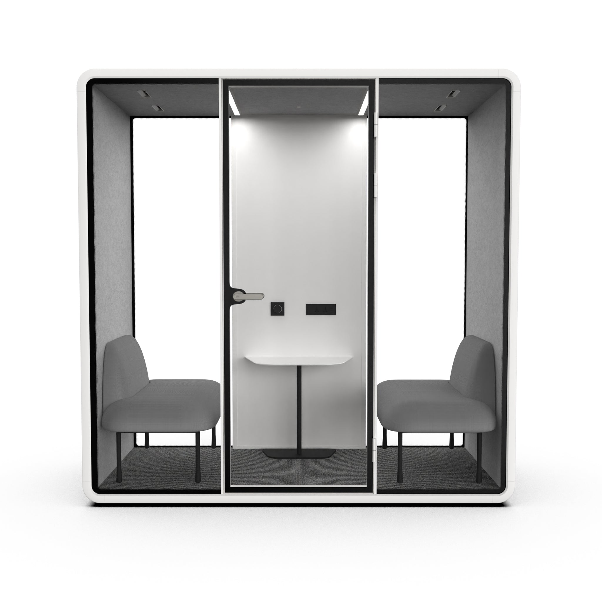 Evolve Slim Large Office Pod - Meet | Rear Utility Panel (2 Person) - White by Humble Office Silent Booth Hbox-Core