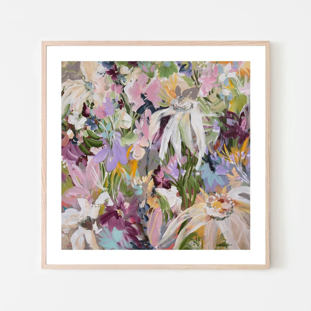 Fields of Wildflowers, By Amber Gittins Wall Art Gioia-Local Black Framed Poster 50x50cm