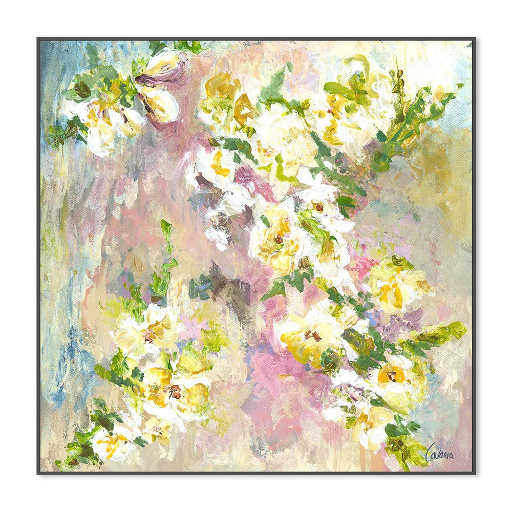 Fleur De Jardin, Style C, By Karen Cavania Wall Art Gioia-Local Black Framed Canvas 50x50cm