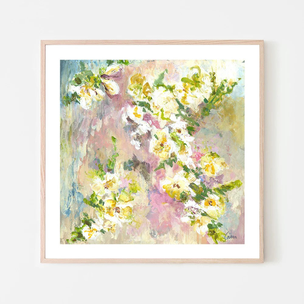Fleur De Jardin, Style C, By Karen Cavania Wall Art Gioia-Local Black Framed Poster 50x50cm
