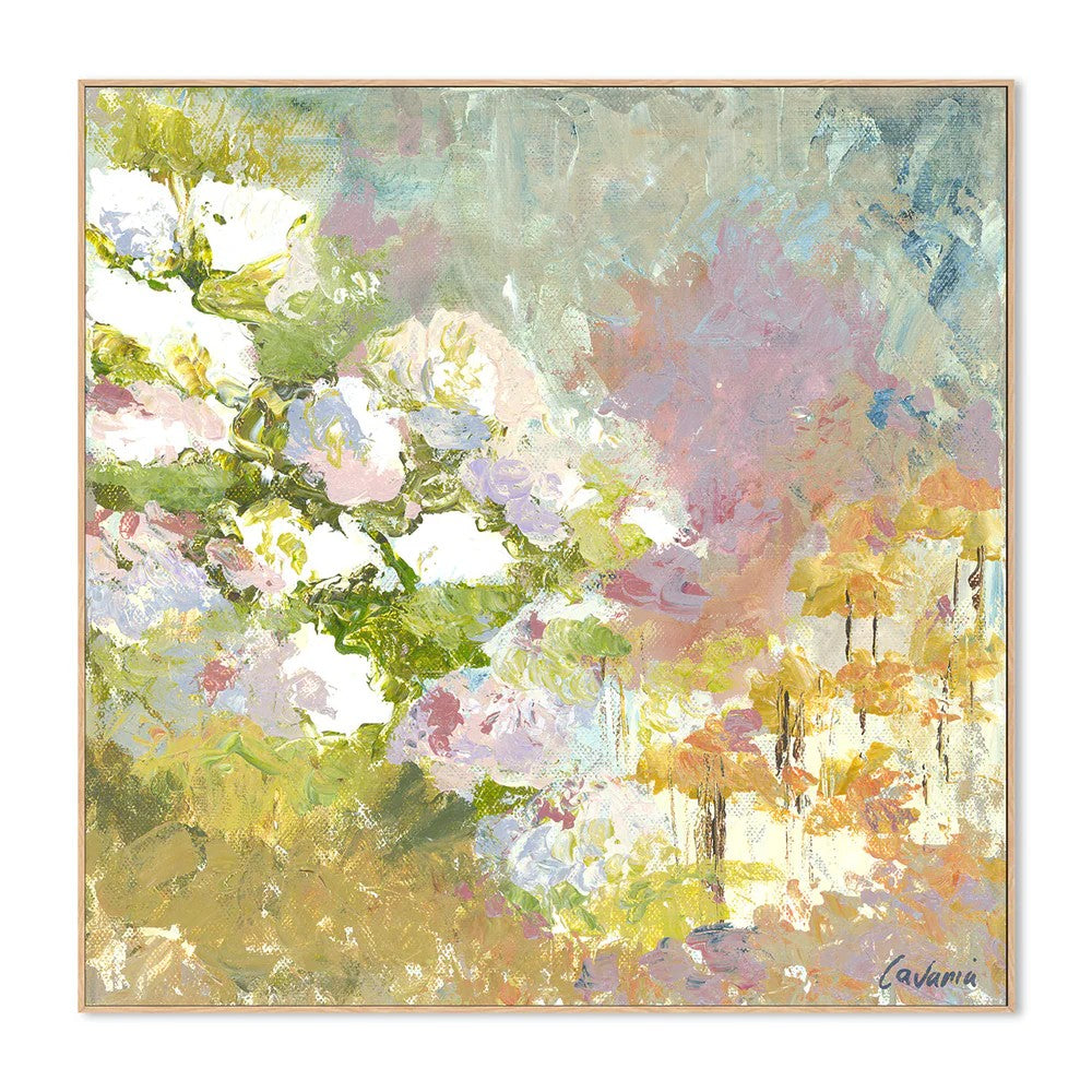 Fleur De Jardin, Style D, By Karen Cavania Wall Art Gioia-Local 50x50cm Framed Canvas Oak