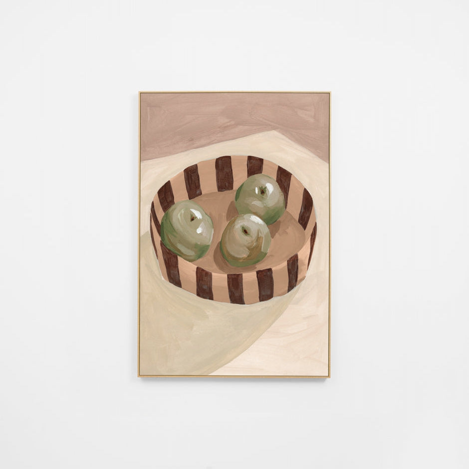 Ex Display - Fruit Bowl Nutmeg 50cm x 75cm Framed Canvas - Premium Light Timber Wall Art Warran-Local