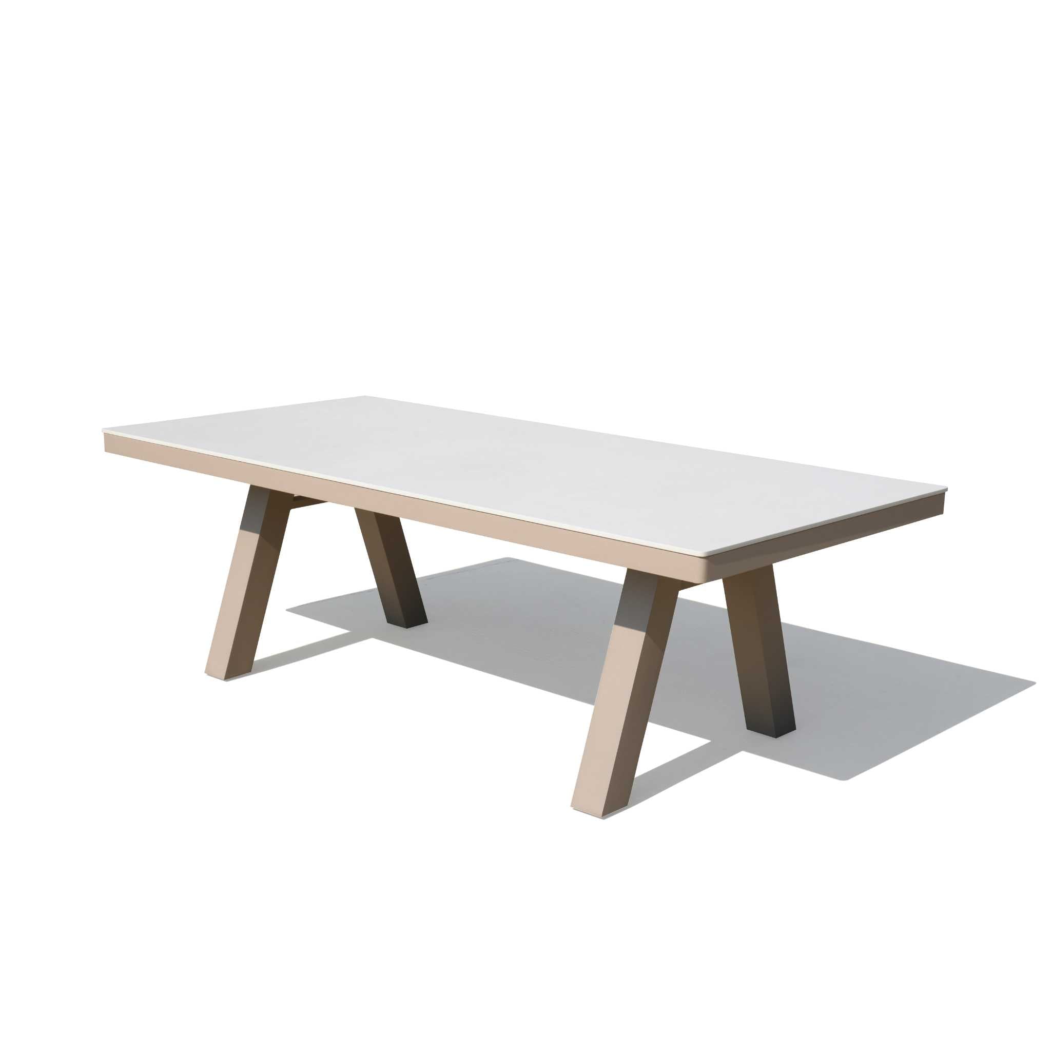 Gemini 2.3m White Sintered Stone Outdoor Dining Table - Beige Legs Outdoor Table Aim WS-Local