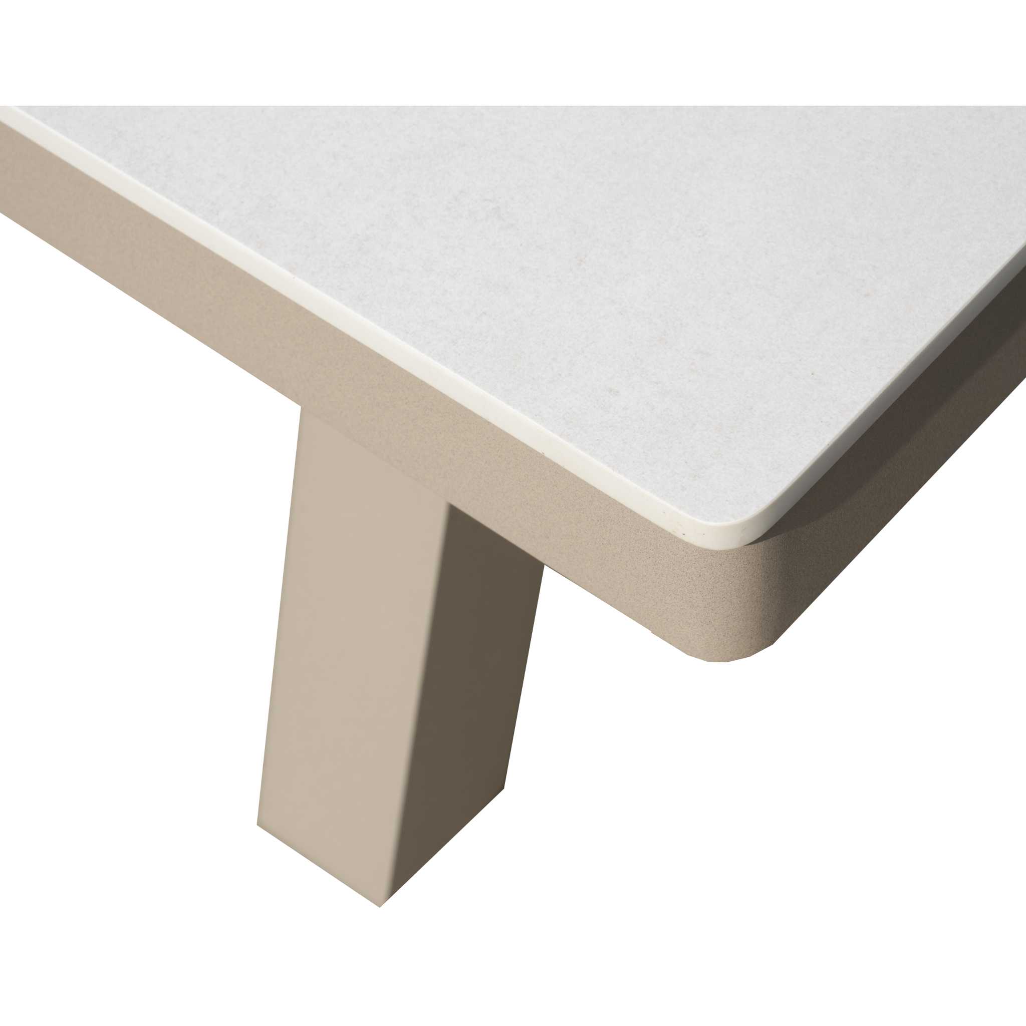 Gemini 2.3m White Sintered Stone Outdoor Dining Table - Beige Legs Outdoor Table Aim WS-Local
