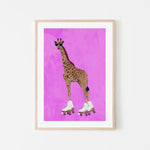 Giraffe Rollerskating, By Sarah Manovski Wall Art Gioia-Local Black Framed Poster 40x60cm