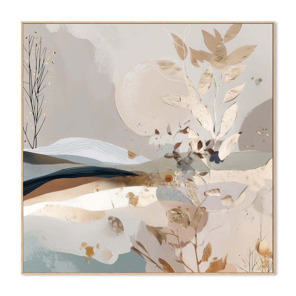 Golden Folds, By Bella Eve Wall Art Gioia-Local 50x50cm Framed Canvas Oak
