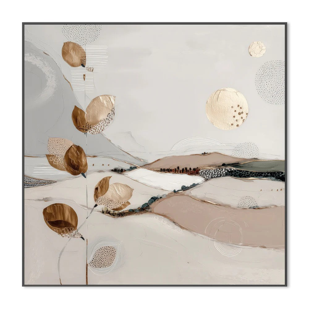 Golden Quiet, By Bella Eve Wall Art Gioia-Local 50x50cm Framed Canvas Black