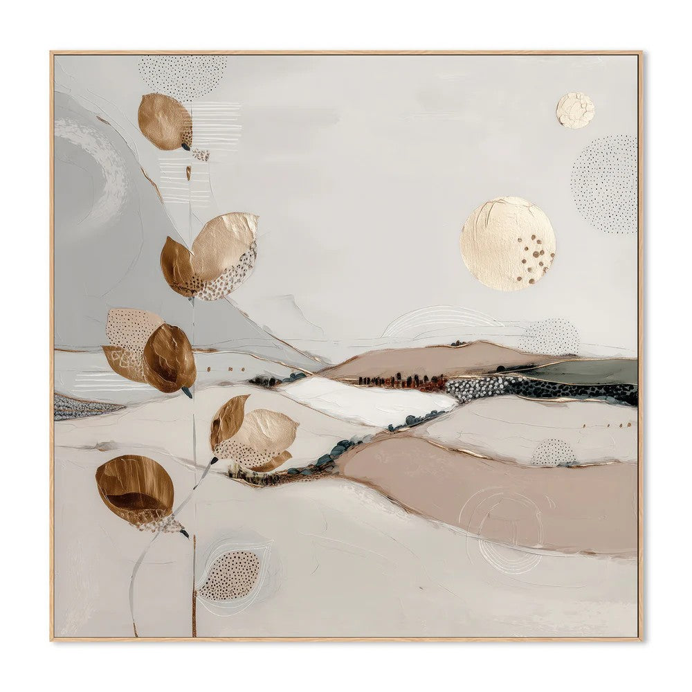 Golden Quiet, By Bella Eve Wall Art Gioia-Local 50x50cm Framed Canvas Oak