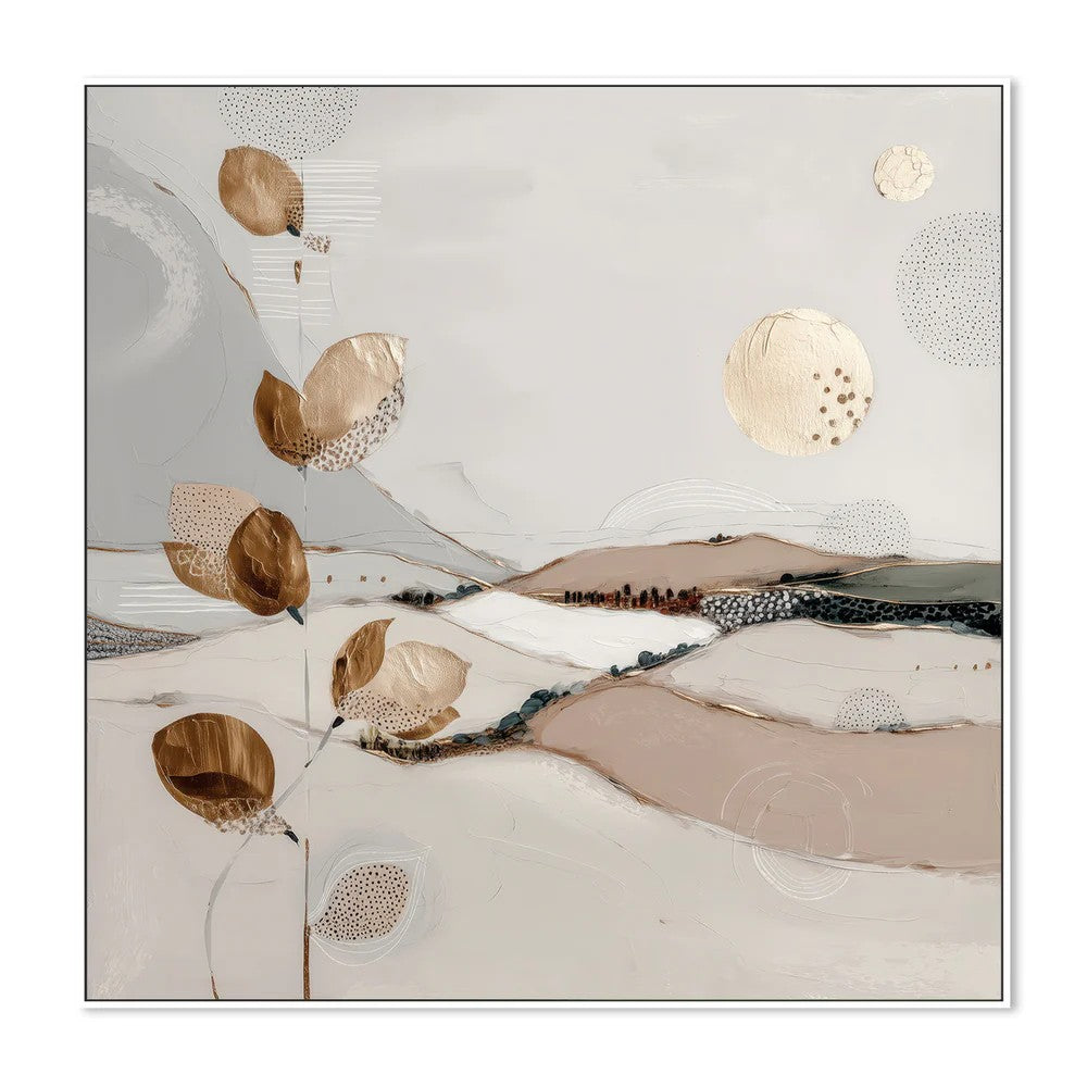 Golden Quiet, By Bella Eve Wall Art Gioia-Local 50x50cm Framed Canvas White