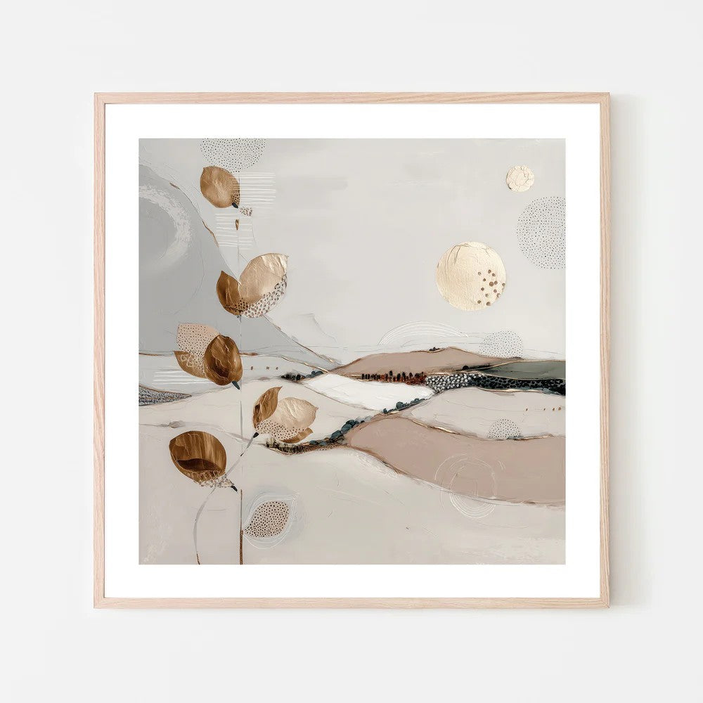 Golden Quiet, By Bella Eve Wall Art Gioia-Local 50x50cm Framed Poster Black