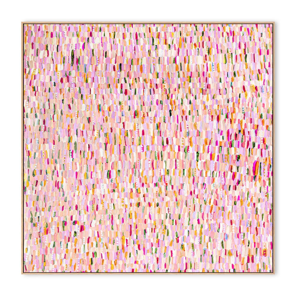 Golden Shower, Style A, By Bri Chelman Wall Art Gioia-Local 50x50cm Framed Canvas Oak