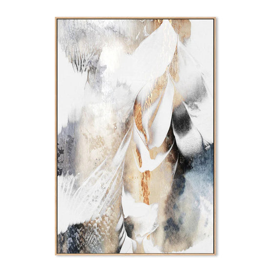 Golden Snow 70cm x 100cm Framed Canvas - Natural Frame Wall Art Gioia-Local   
