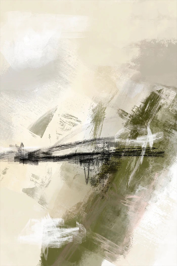 Green And Beige, Style B, By Karine Tonial Grimm Wall Art Gioia-Local 40x60cm Framed Canvas Gold