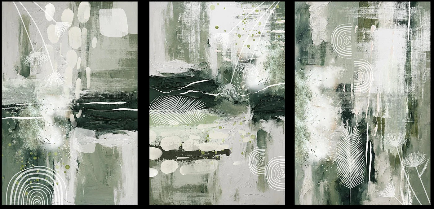 Green Chaos, Style A, B & C, Set Of 3, By Sally Ann Moss Wall Art Gioia-Local 40x60cm Framed Canvas Gold