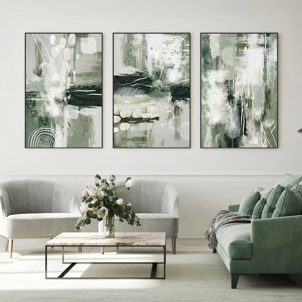 Green Chaos, Style A, B & C, Set Of 3, By Sally Ann Moss Wall Art Gioia-Local