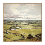 Green Hill Vista, By Raymond Powers Wall Art Gioia-Local 50x50cm Framed Canvas Oak