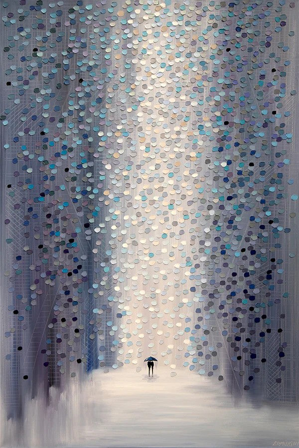 Hazy Rain, By Ekaterina Ermilkina Wall Art Gioia-Local Gold Framed Canvas 40x60cm