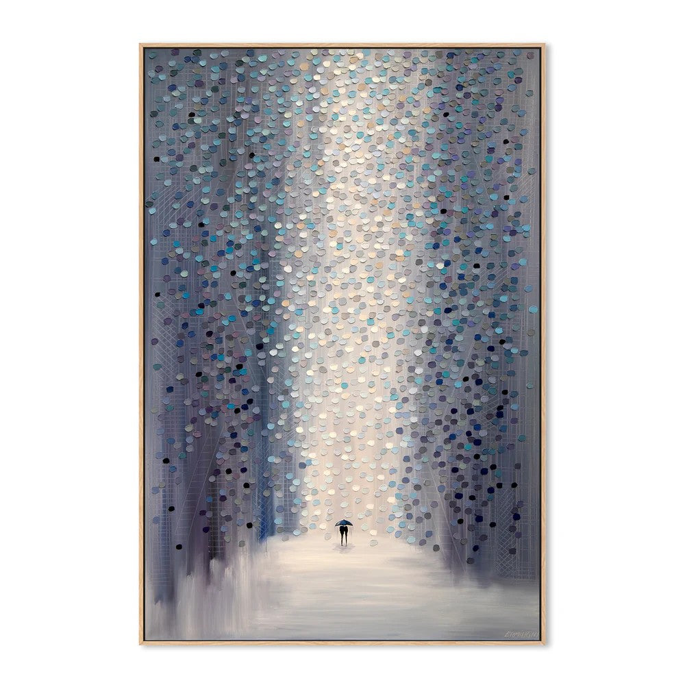 Hazy Rain, By Ekaterina Ermilkina Wall Art Gioia-Local Oak Framed Canvas 40x60cm