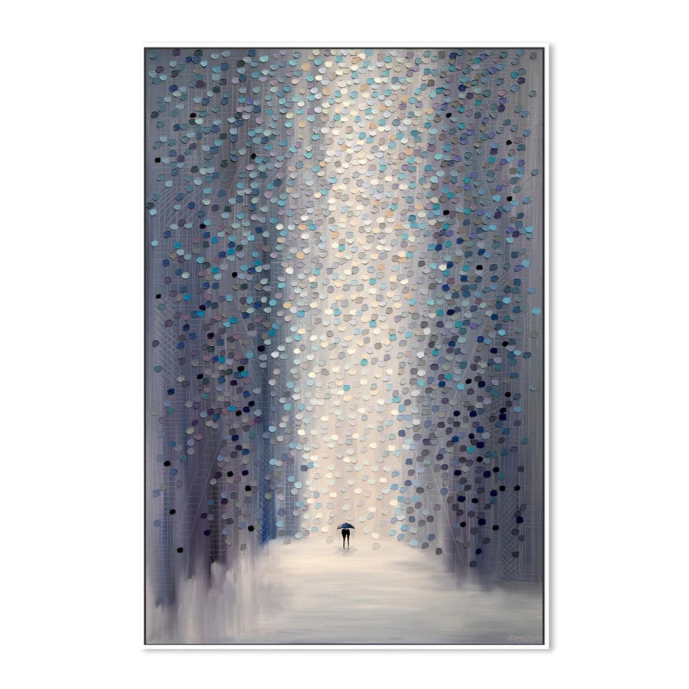 Hazy Rain, By Ekaterina Ermilkina Wall Art Gioia-Local White Framed Canvas 40x60cm