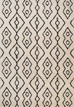 Hiero Bohemian Patterned Rug - Ivory and Charcoal 160cm x 230 cm