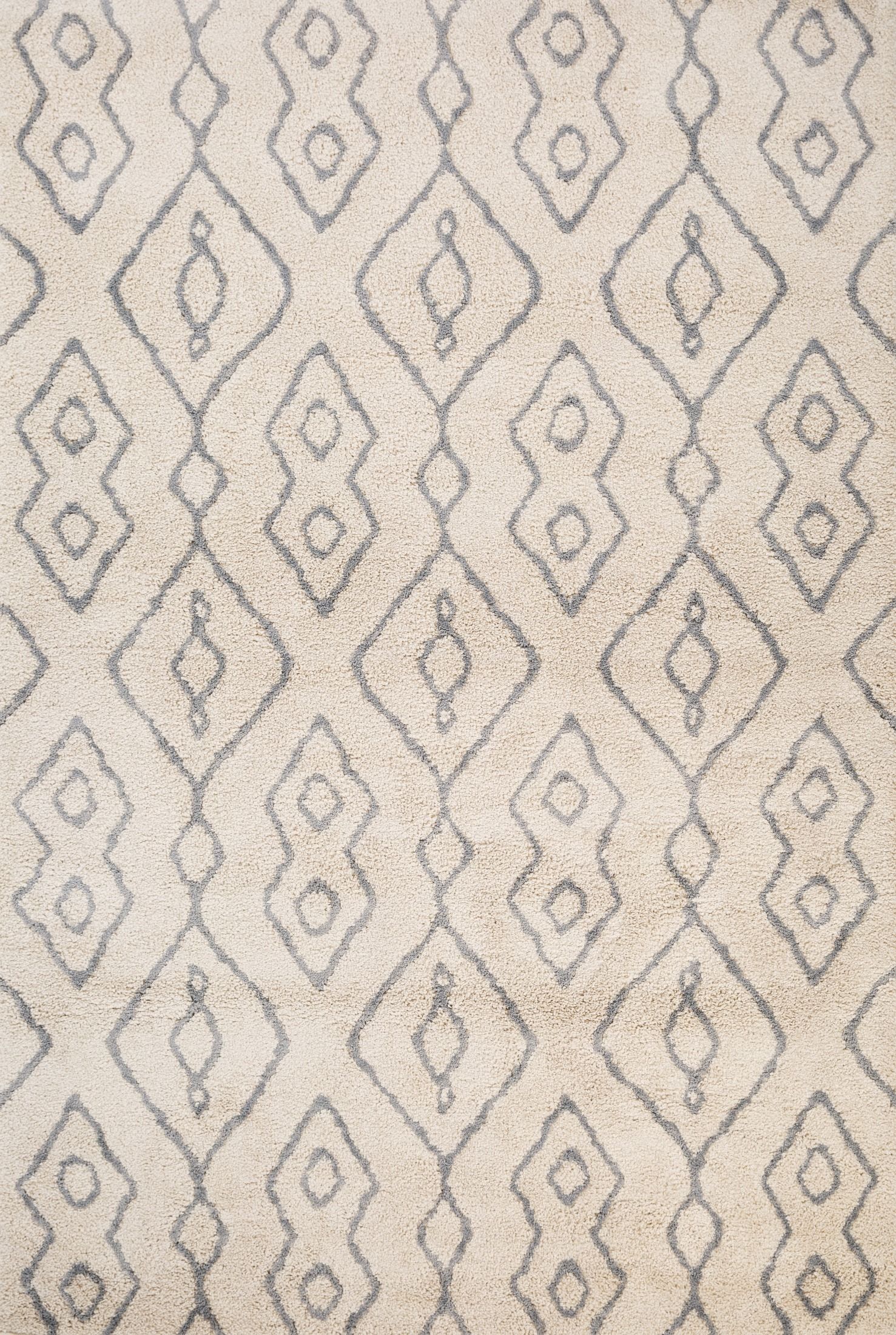 Hiero Bohemian Patterned Rug - Ivory and Grey 200cm x 290 cm Rug Mos-Local   