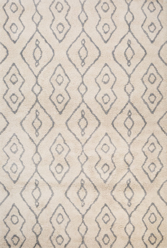 Hiero Bohemian Patterned Rug - Ivory and Grey 200cm x 290 cm Designer Rug Mos-Local   