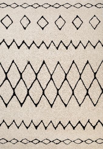 Hiero Boho Patterned Rug - Ivory and Charcoal 240 cm x 320 cm Designer Rug Mos-Local   