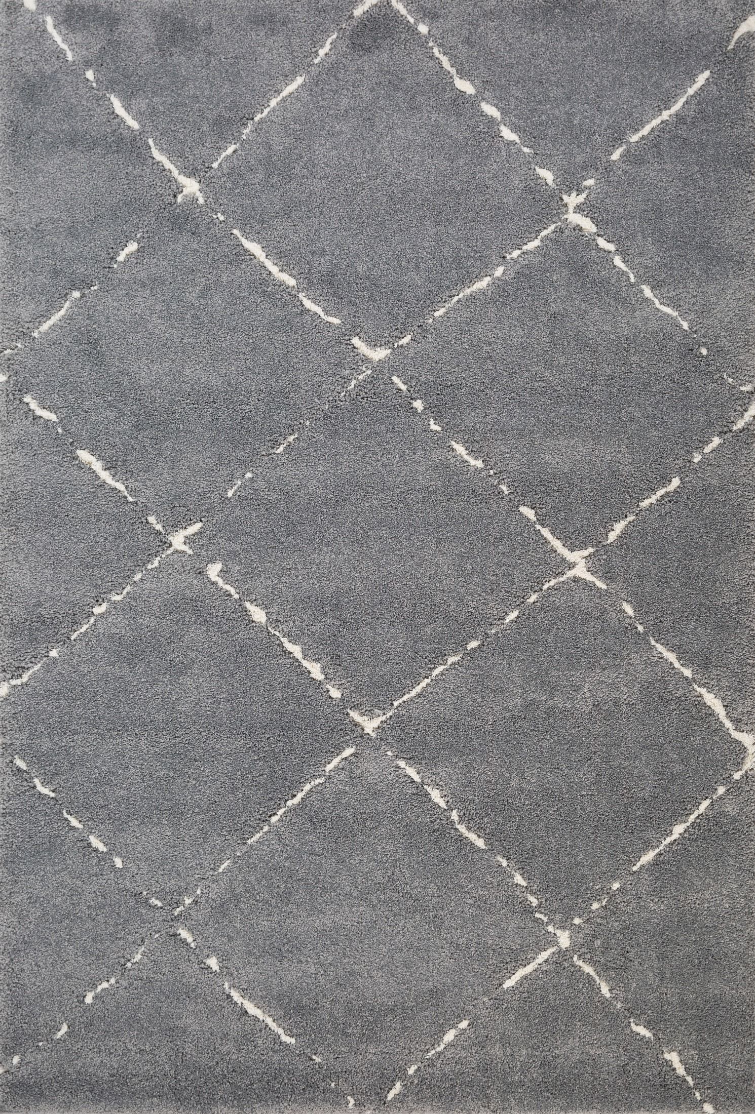 Hiero Diamond Patterned Rug - Grey and Ivory 200cm x 290 cm Rug Mos-Local   