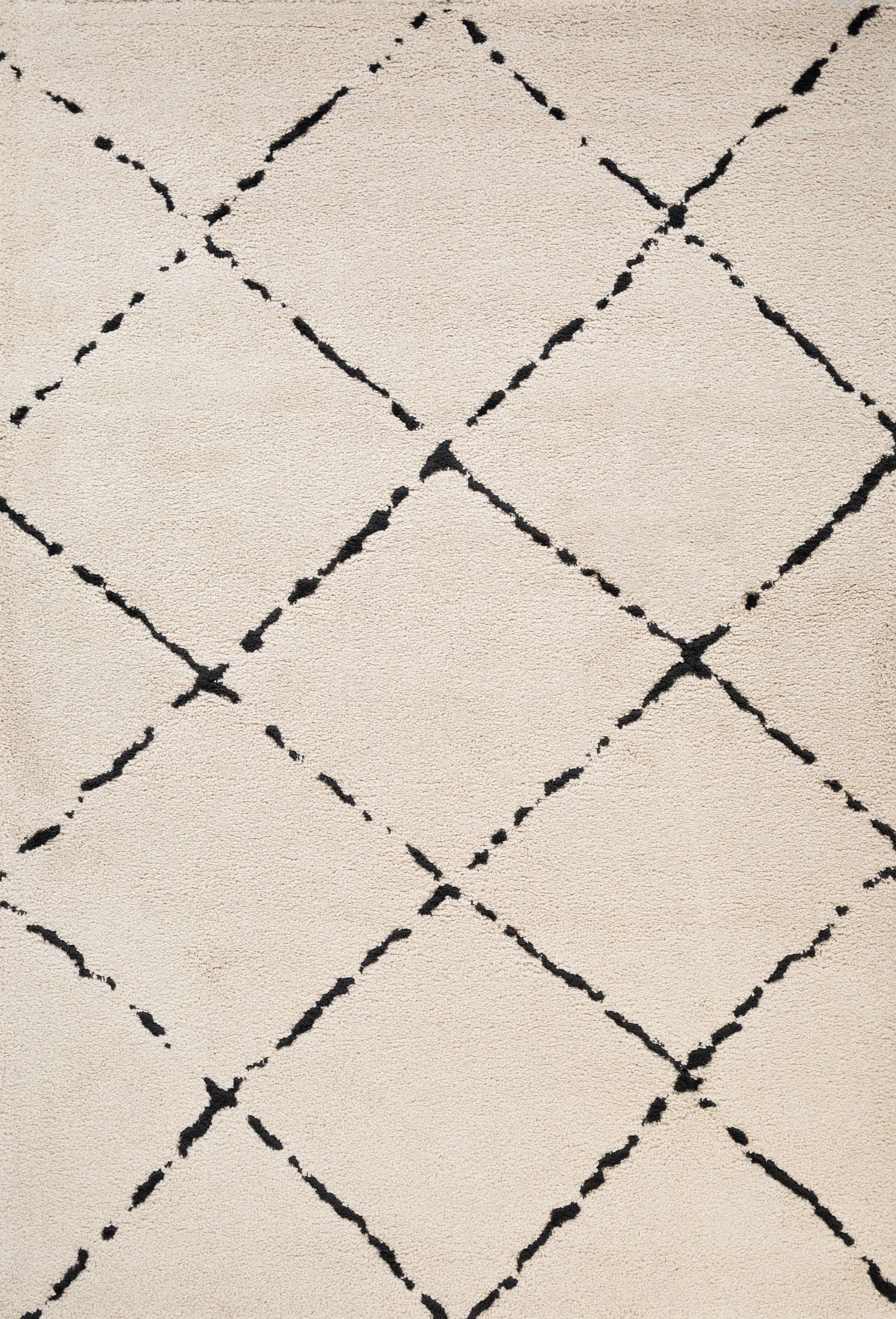 Hiero Diamond Patterned Rug - Ivory and Charcoal 240 cm x 320 cm Rug Mos-Local   