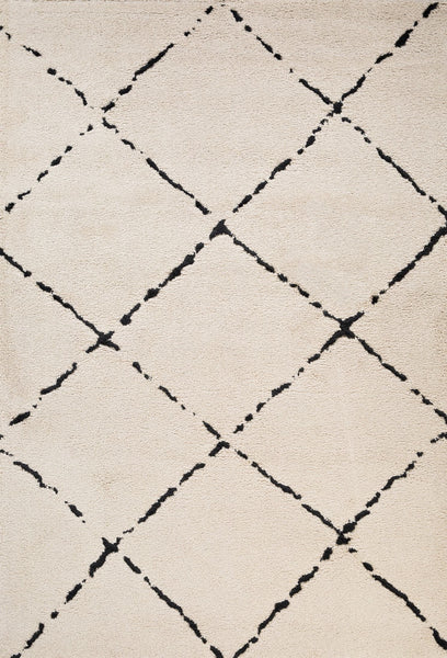Hiero Diamond Patterned Rug - Ivory and Charcoal 240 cm x 320 cm ...