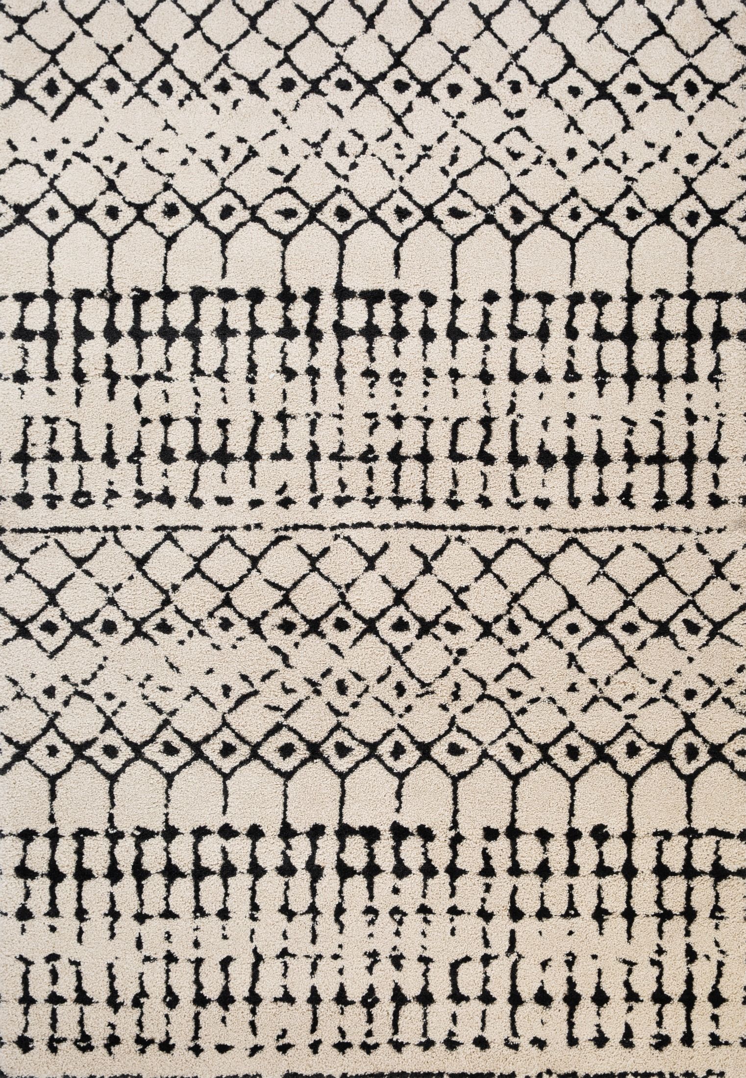 Hiero Geometric Tribal Patterned Rug - Ivory and Charcoal 300 cm x 390 cm Rug Mos-Local   