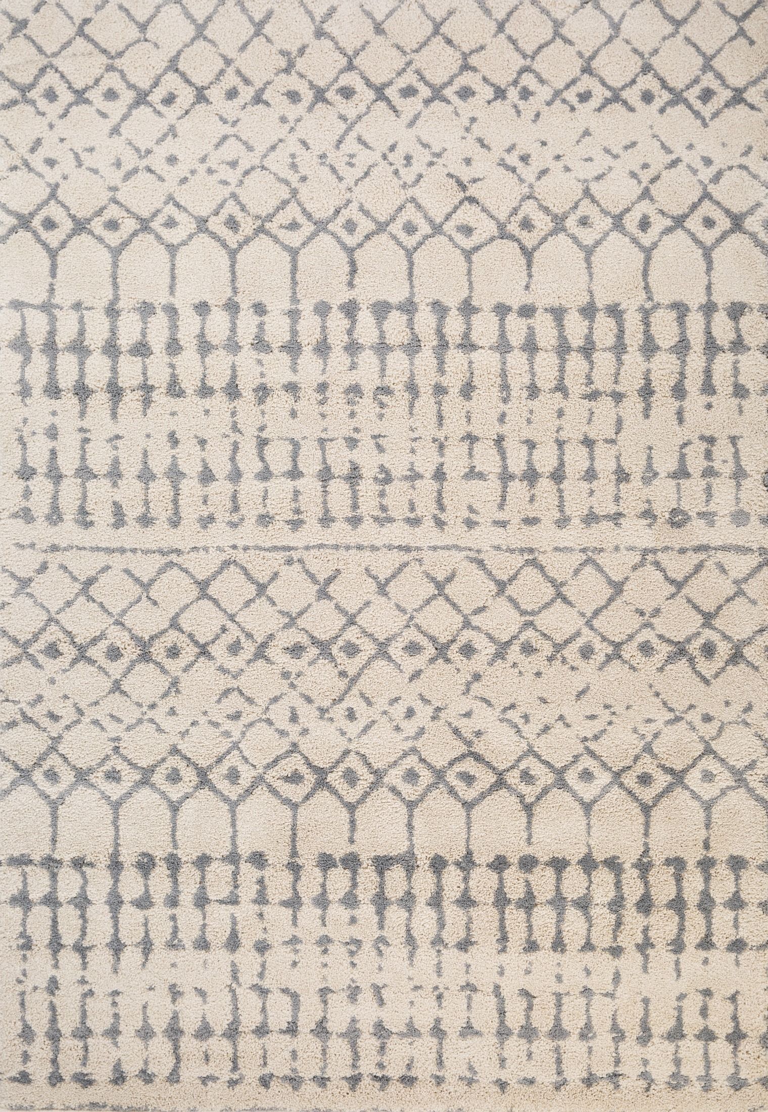 Hiero Geometric Tribal Patterned Rug - Ivory and Grey 160 cm x 230 cm Rug Mos-Local   