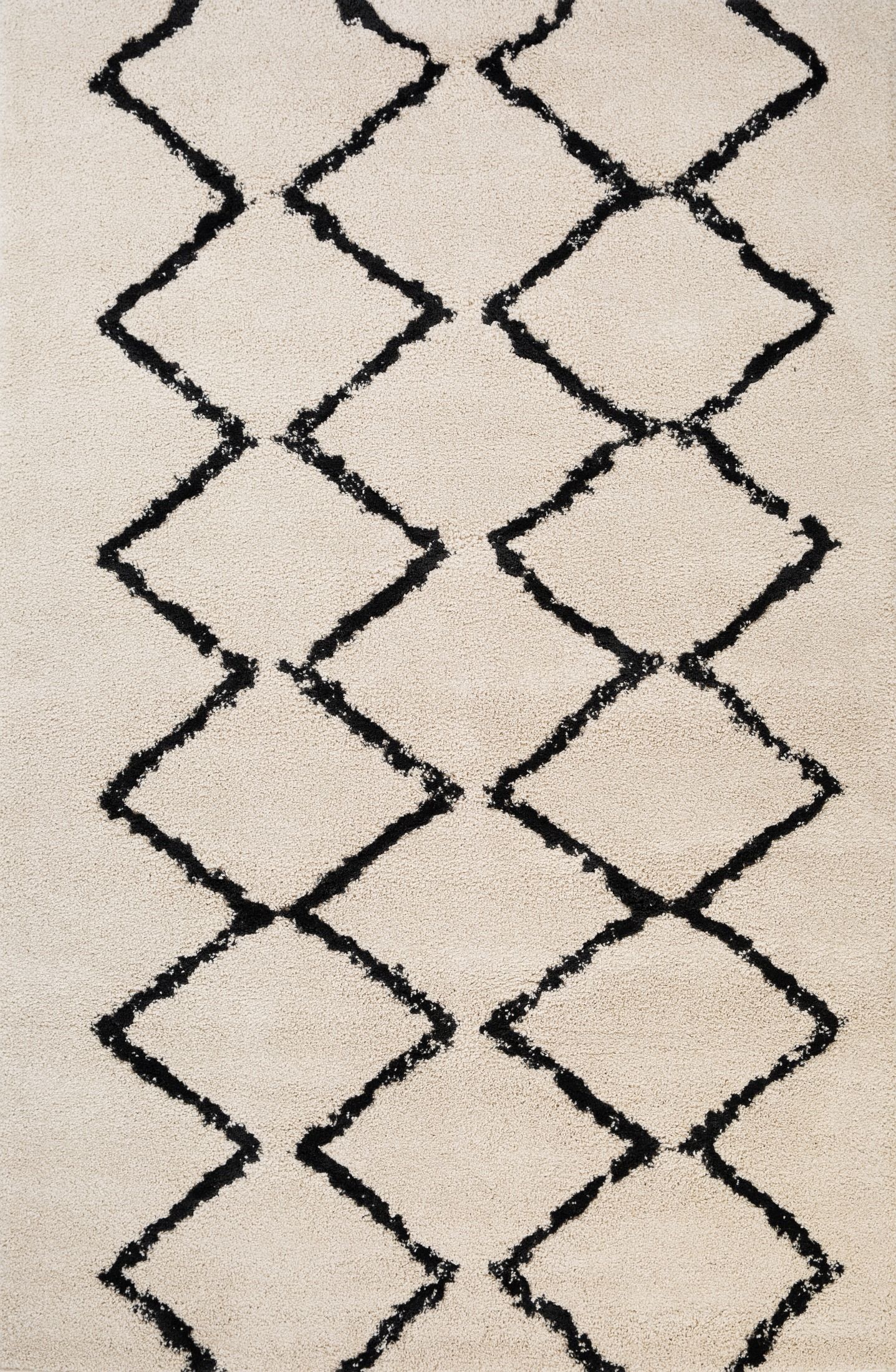 Hiero Moroccan Patterned Rug - Ivory and Charcoal 240 cm x 320 cm Rug Mos-Local   