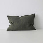 Como Linen Stonewashed Vintage Look Lumbar Cushion Cushion Weave-Local Como Khaki 60cm x 40cm Polyester