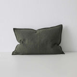 Como Linen Stonewashed Vintage Look Lumbar Cushion Cushion Weave-Local Como Khaki 60cm x 40cm Polyester
