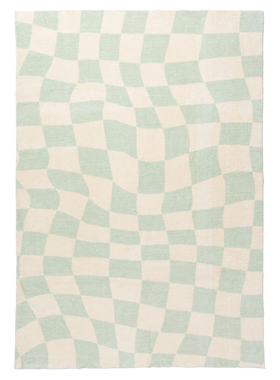 Ilenna 180cm x 120cm Abstract Checkered Washable Rug - Green & Ivory Rugs MissAmara-Local   