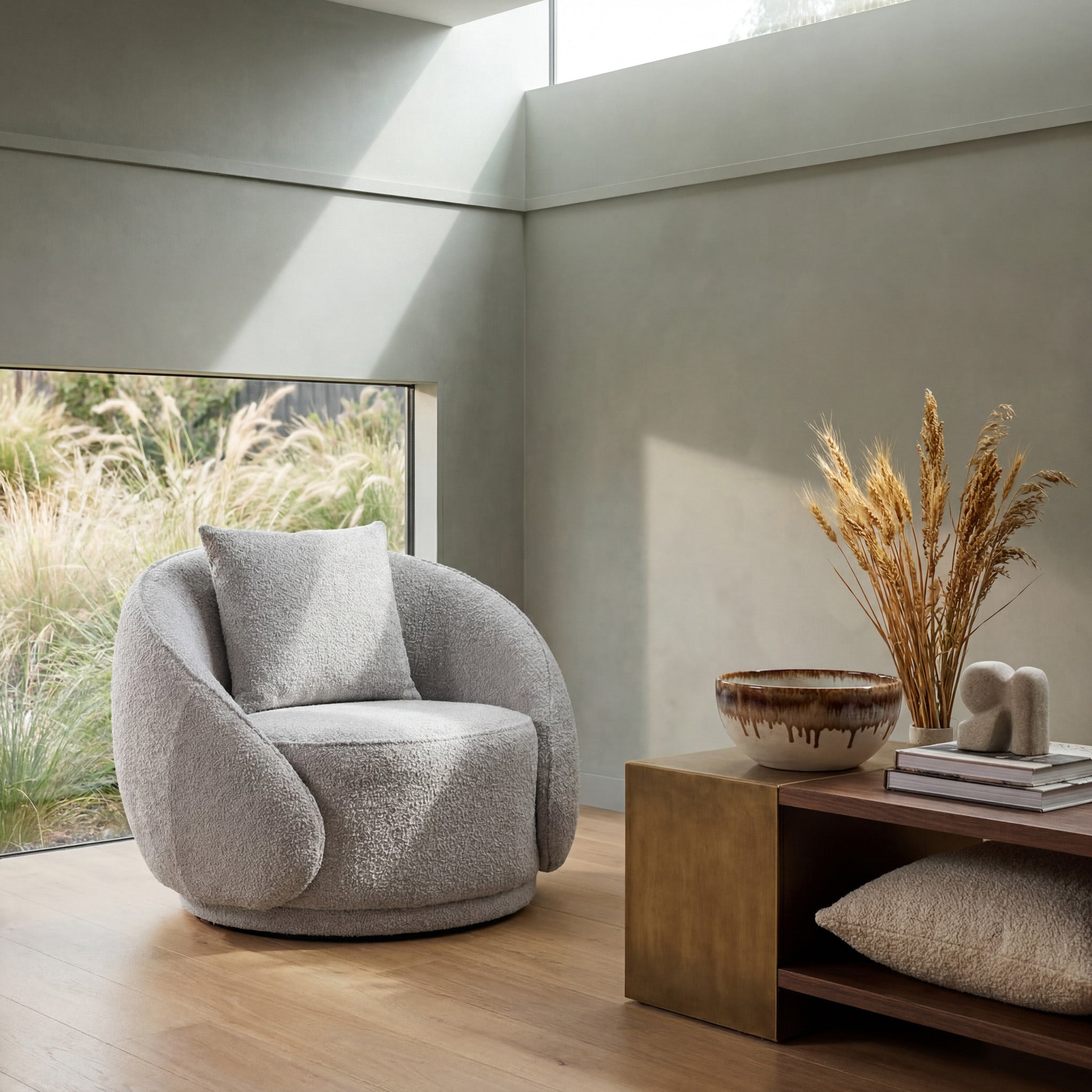 Jake Armchair - Ash Grey Boucle Armchair Forever-Core