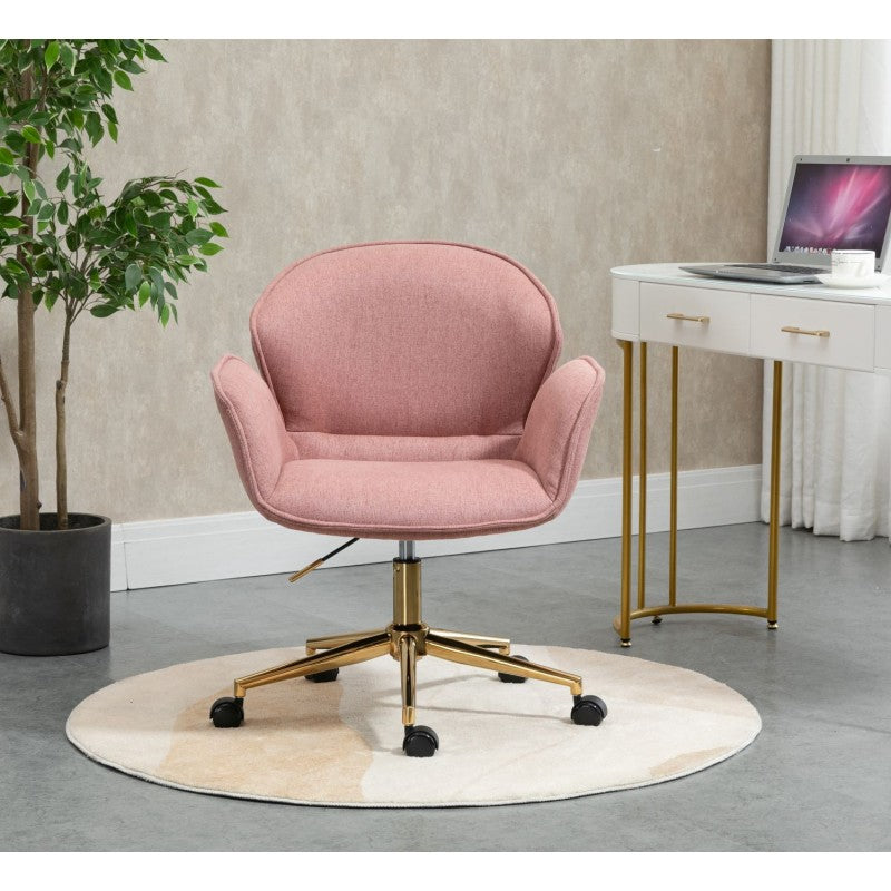 Kami Fabric Office Chair with Gold Legs - Blush Office Chair Charm-Local   