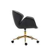 Kami Fabric Office Chair with Gold Legs - Dark Grey Office Chair Charm-Local   