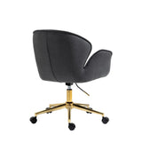 Kami Fabric Office Chair with Gold Legs - Dark Grey Office Chair Charm-Local   