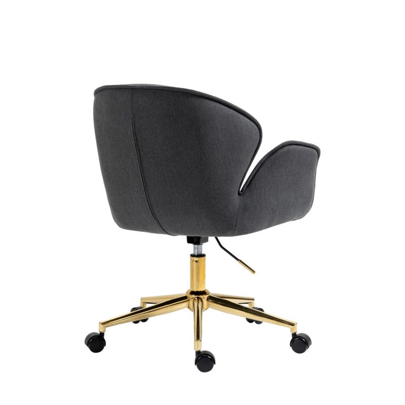 Kami Fabric Office Chair with Gold Legs - Dark Grey Office Chair Charm-Local   