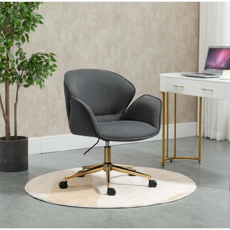 Kami Fabric Office Chair with Gold Legs - Dark Grey Office Chair Charm-Local   