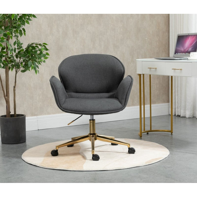 Kami Fabric Office Chair with Gold Legs - Dark Grey Office Chair Charm-Local   